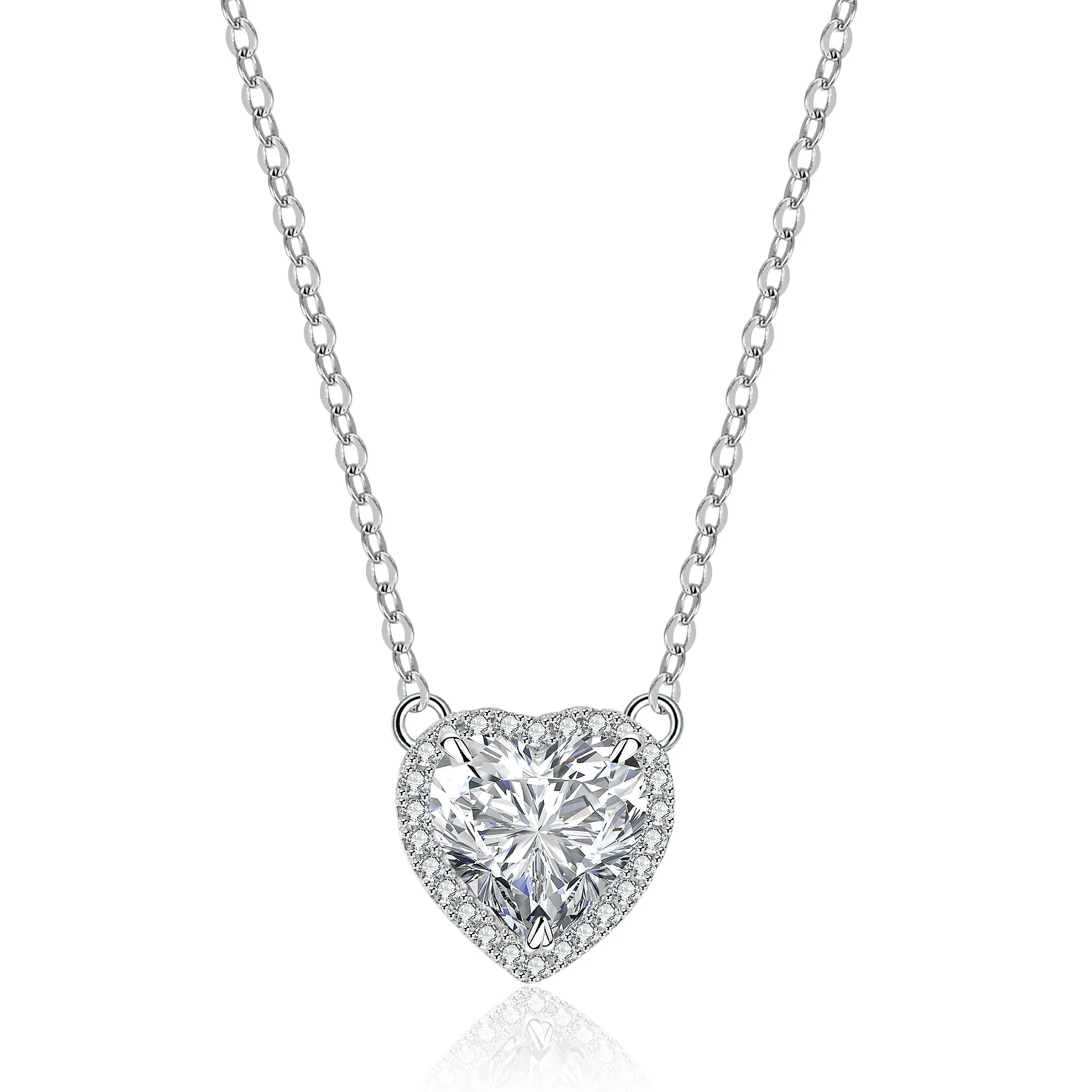 

18K Gold Necklace Women's Cross Moissanite Heart-shaped Heart Full of Diamonds Platinum PT950 Diamond Collarbone Chain