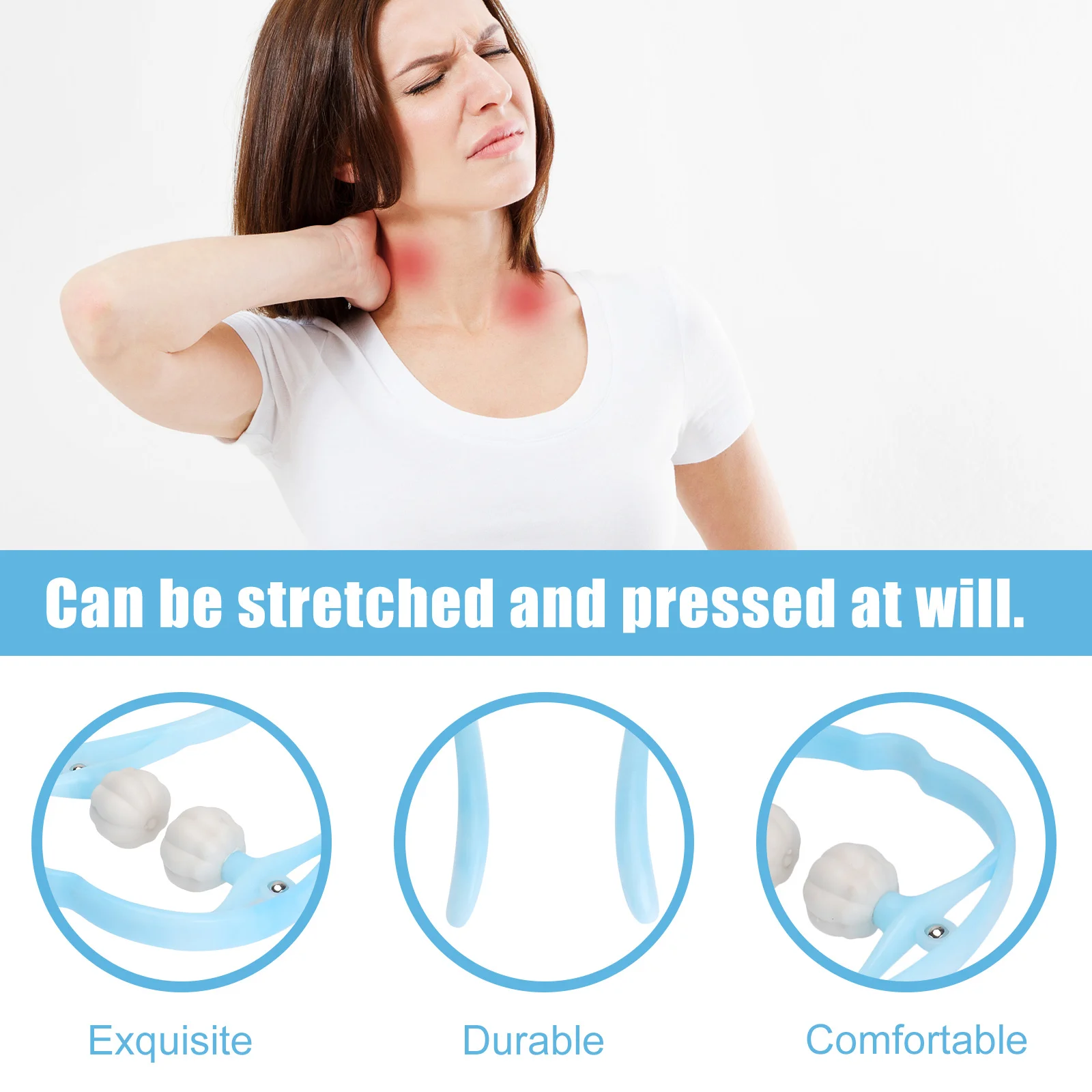 1pc Manual Roller Neck Massager Ergonomic Durable Portable Cervical Vertebra Massager For Home Neck Massage Tool Practical Gift