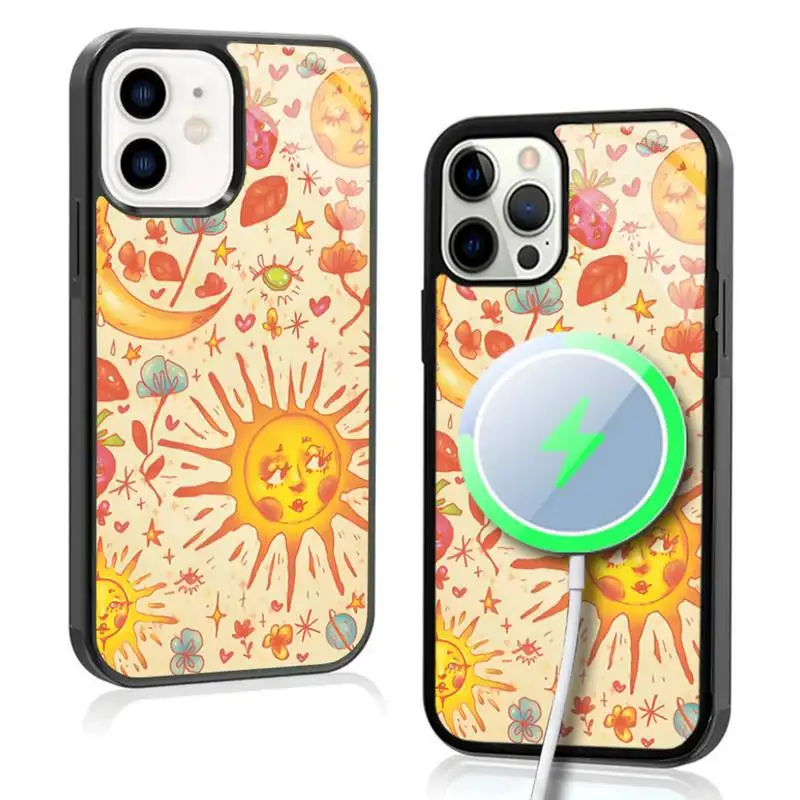 Celestial Spring Phone Case For IPhone 11 12 13 14 15 Plus Pro Max Mirror Acrylic Cover For Magsafe Wireless Charging