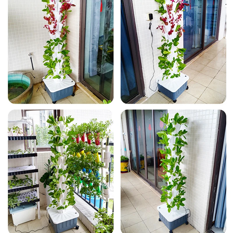 DIY Balcony Hydroponic Growing System Detachable Petal Shaped Deluge Planting Column Home Garden Vertical Rainfall Tower Planter