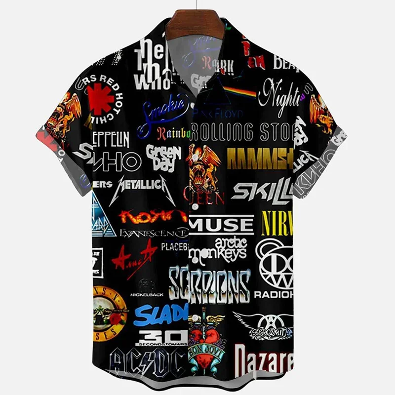 Summer Hawaiian Shirt New Men\'s Short Sleeve Tops 3d Print Oversized Hip Hop Shirts Rock Style Resort Casual Vintage Men Clothes