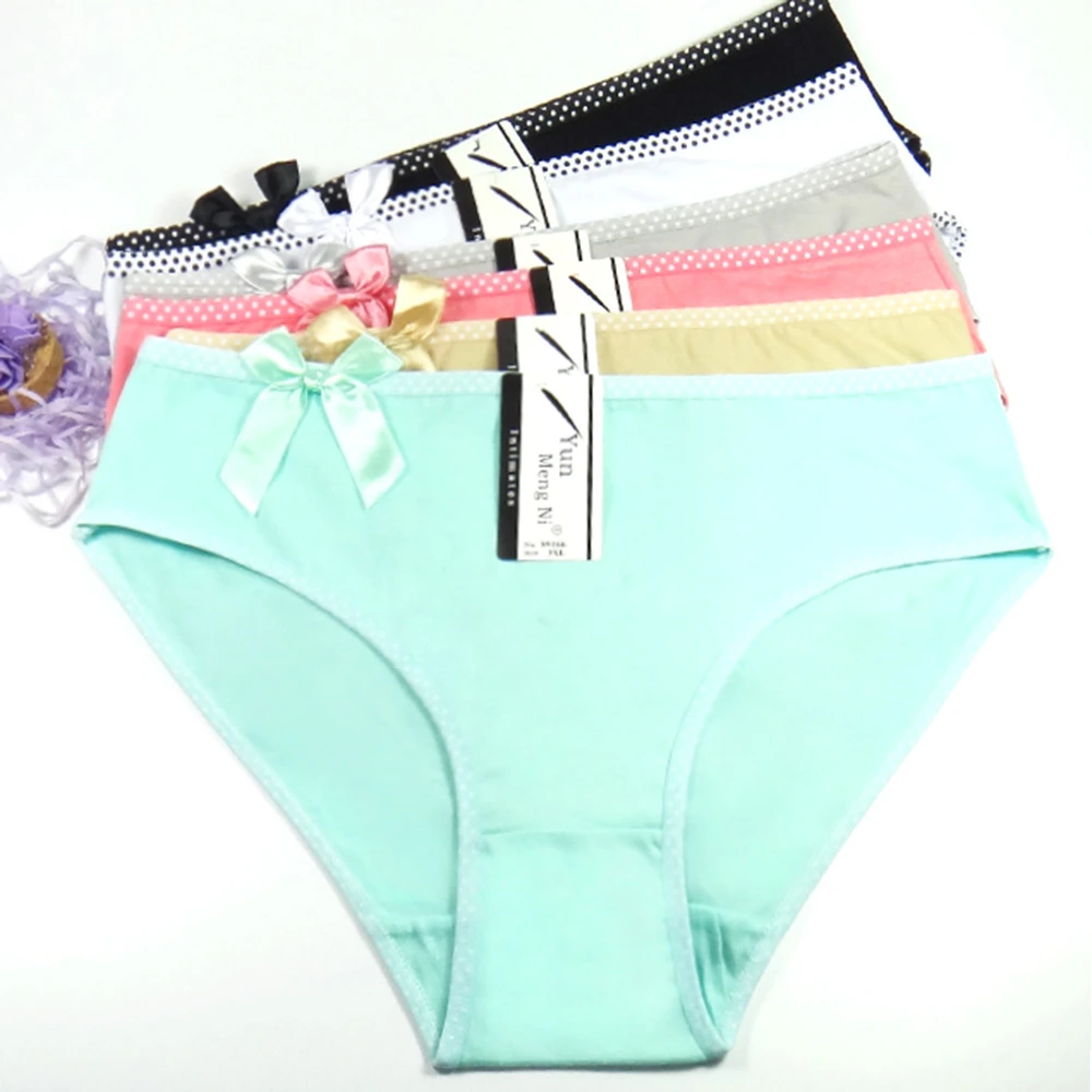 Women\'s panties Large size lady mum pants pure color cotton women\'s Big yards 2XL/3XL/4XL 6 pcs/lot