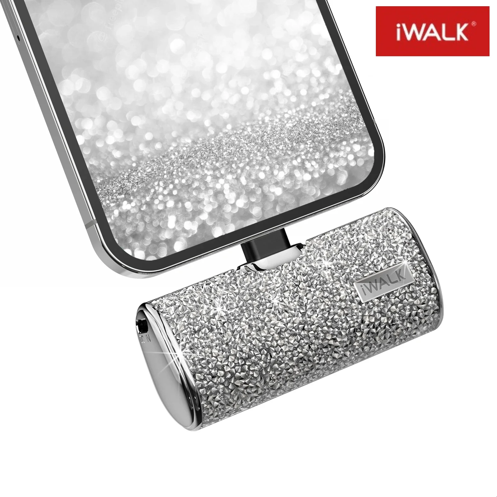 iwalk Diamond encrusted Mini Portable Capsule Wireless Power Bank Suitable for iPhone Lightning Type-C