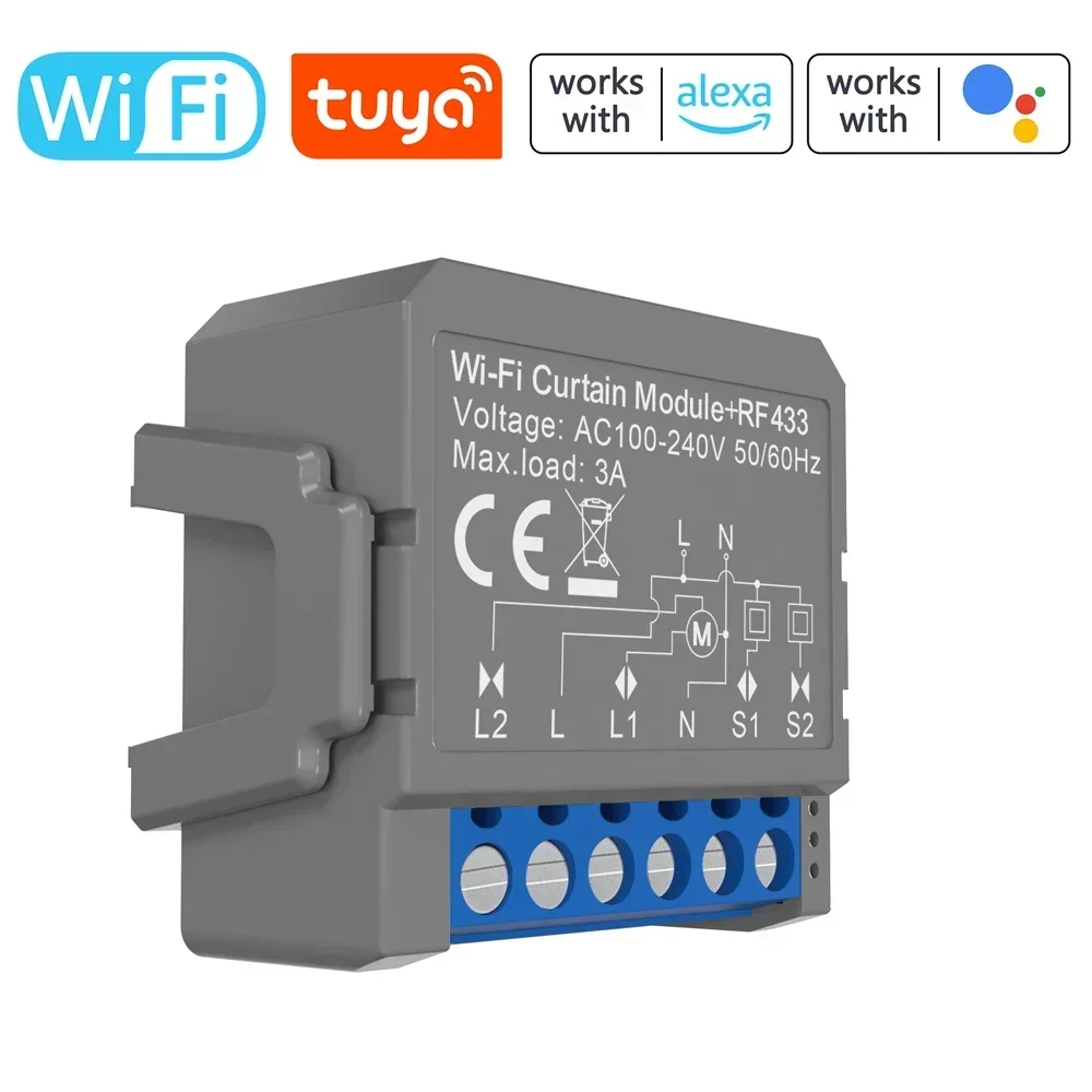 Tuya WiFi Intelligent Curtain Switch Module Compact Home Timing Control Voice Control Wireless APP Remote Control Curtain Switch