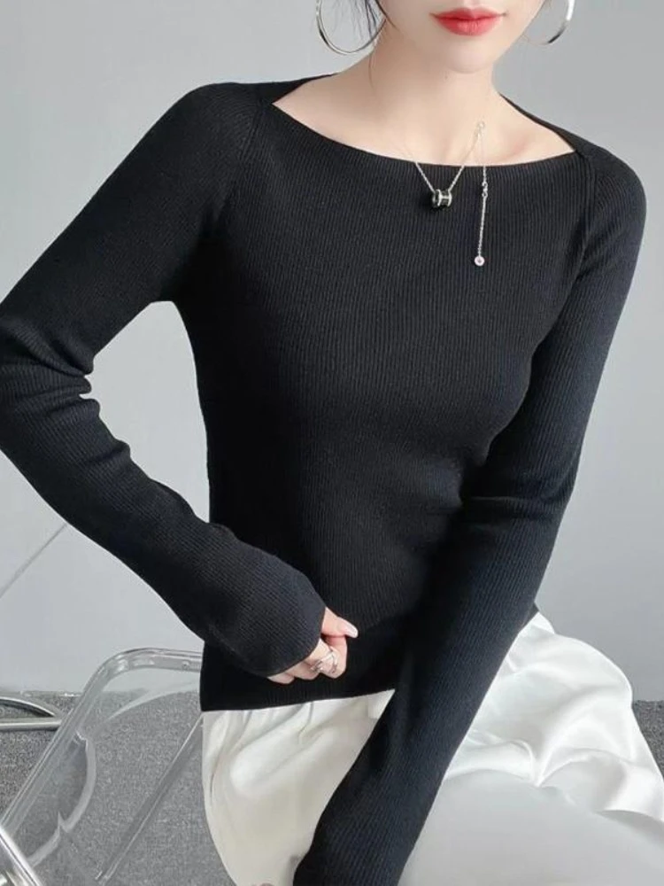 Long Sleeve T-shirts Women Solid Simple Creativity Special Attractive Basics Korean Style Charming All-match Daily Autumn Warm