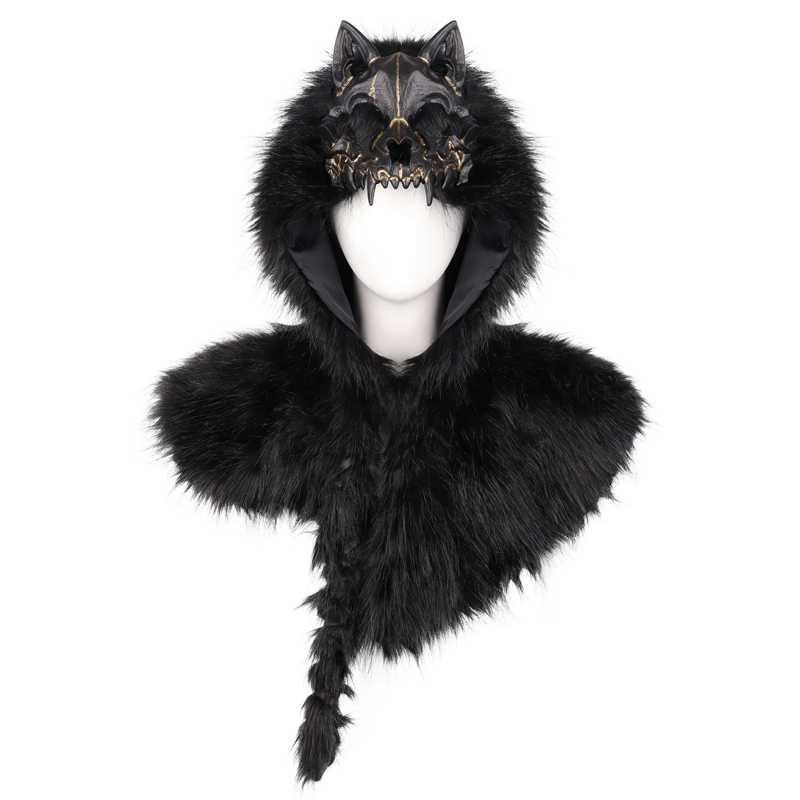Beast Wolf Skull Hooded Shoulder Wrap Costume Cosplay Warrior Werewolf Cape Scarf Halloween Carnival Party Costumes Props