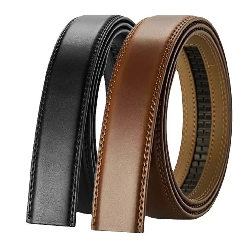 Pasek męski Paski z prawdziwej skóry bez klamry Paski męskie bez klamry Luksusowy pasek ze skóry bydlęcej Czarny Brązowy Cinturones Para Mujer