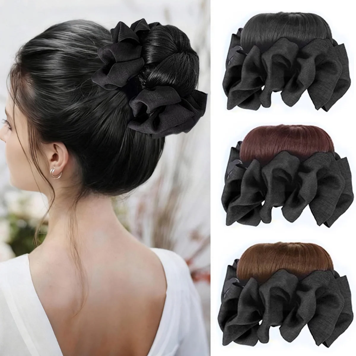 

Синтетическая заколка для волос с когтями для волос, заколка для парика, пушистый коричневый, черный, парик с пучком, аксессуары для волос для женщин