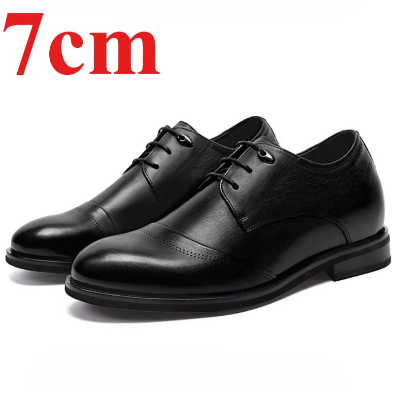 

Мужские модельные туфли дерби, увеличивающие рост, мужские модельные туфли 7 см, легкие удобные невидимые туфли-лифты из натуральной кожи
