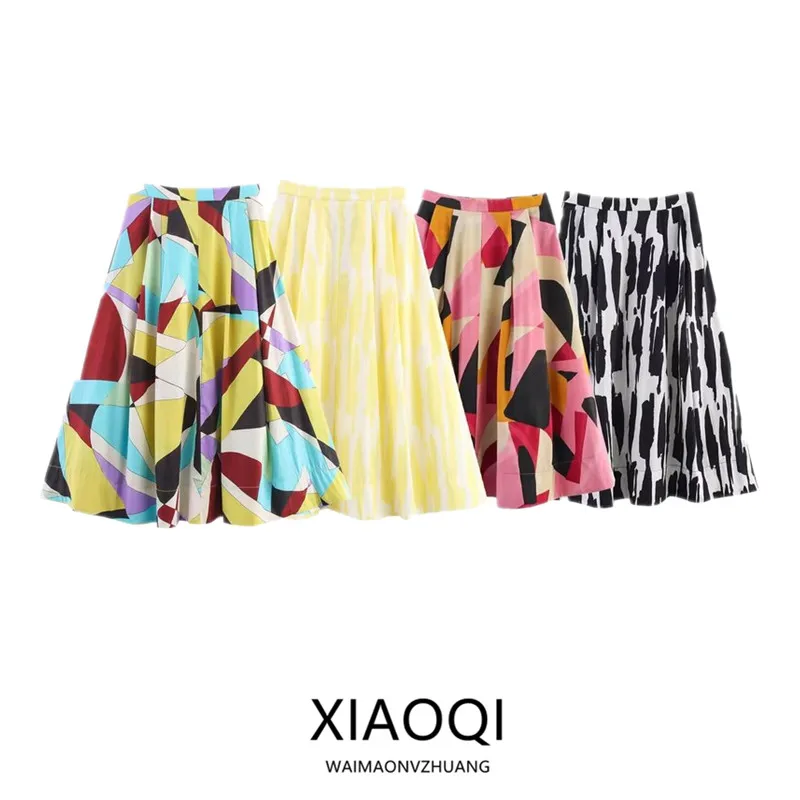

New 2025 Summer High Waist Cotton Weave Midi Length f Skirt Women's Faion l Waistline Versatile Sle Midi Skirt