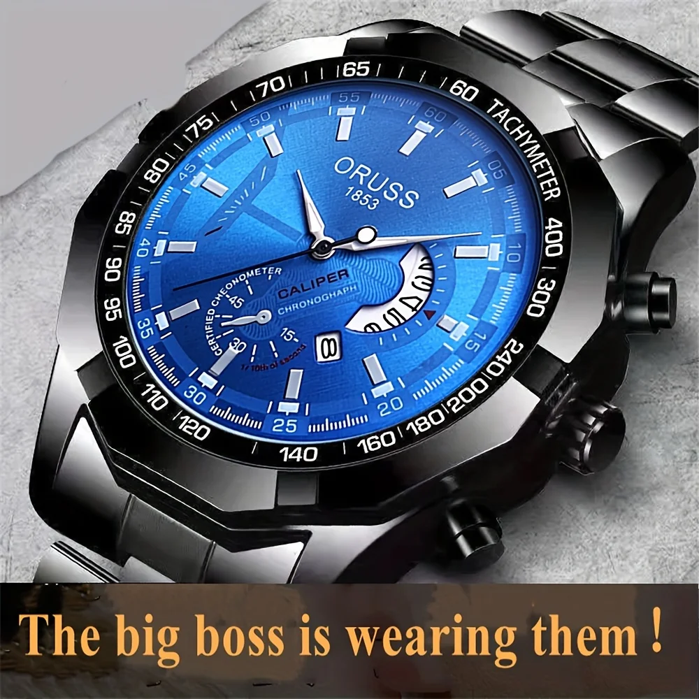 Fashion classic personality men\'s watch fashion calendar high-grade business sports steel belt handsome leisure young men\'s watc