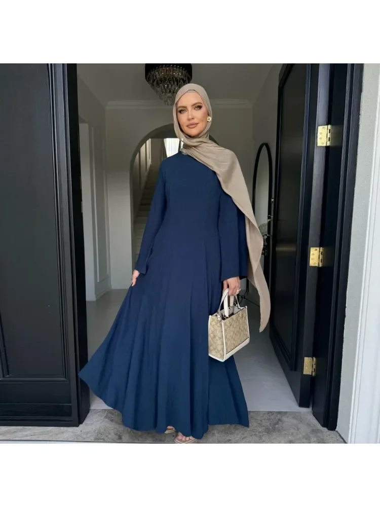 

Elegant Abaya Muslim Dresses Dubai Islam Kaftan Abayas for Women Solid Color Modest Kebaya Robe Femme Musulmane Vestidos Para