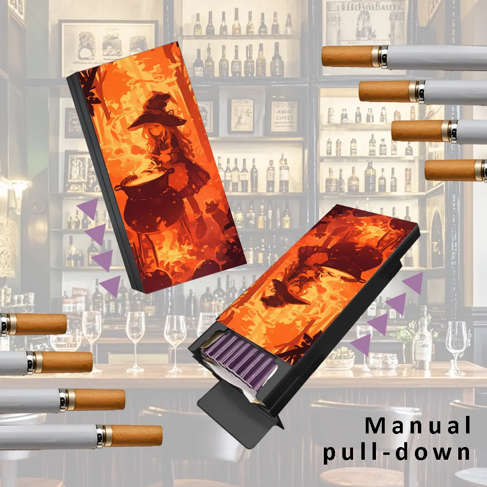 

Тонкая Алюминиевая сигарета чехол Cute Witch Design-прочная и Стильная коробка для хранения для мужчин и женщин, идеальный подарок на день рождения