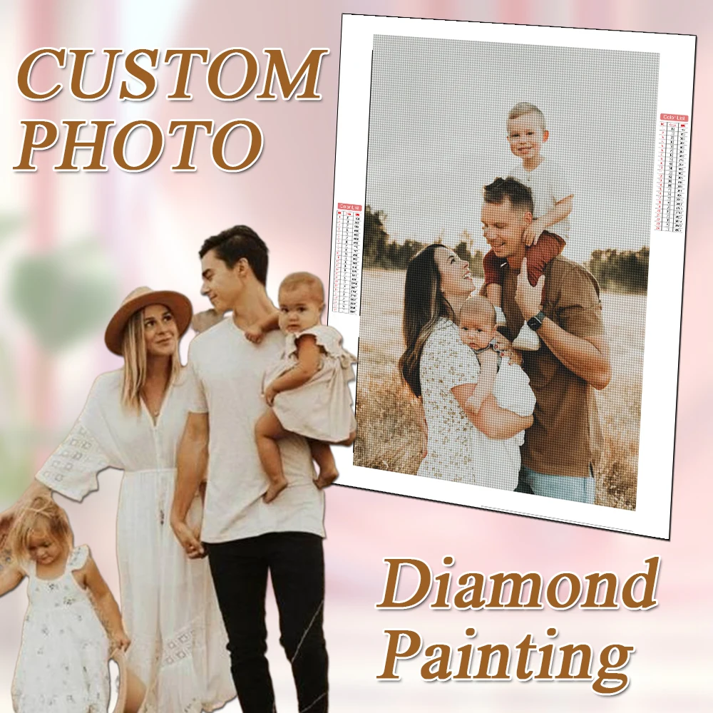 HUACAN Diamond Painting Photo Custom Mosaic Full Square Round Picture Of Rhinestone Embroidery Gift Decoration Living Room