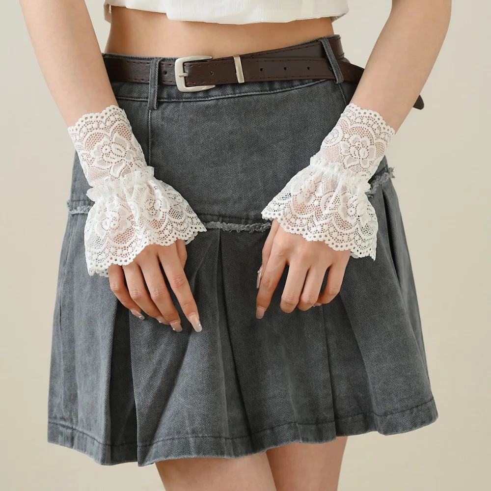 

New Detachable Fake Cuff Hollow-out White Black Wrist Cuff False Sleeve Cuffs