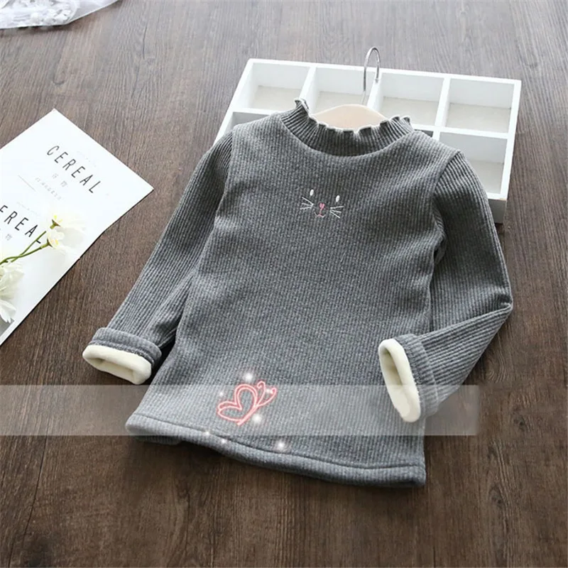 

New Girls Fashion Sweaters Winter Children Clothes Cartoon Kids Tops Warm Velvet Thick Kids Sweater Baby Outwear Sweater 2-6Y