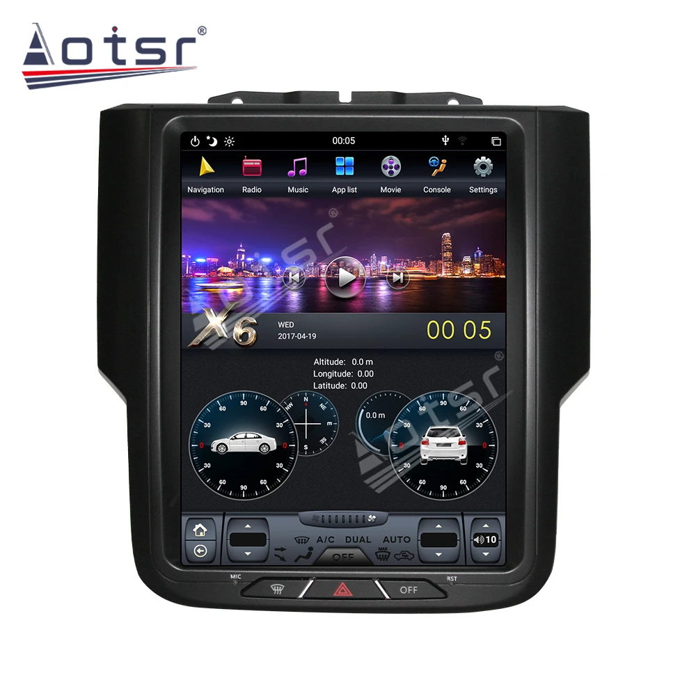 4+128GB For Dodge RAM 1500 Android Radio Tape Recorder 2014-2018 Car Multimedia Player Stereo Head Unit PX6 Tesla Style GPS Navi