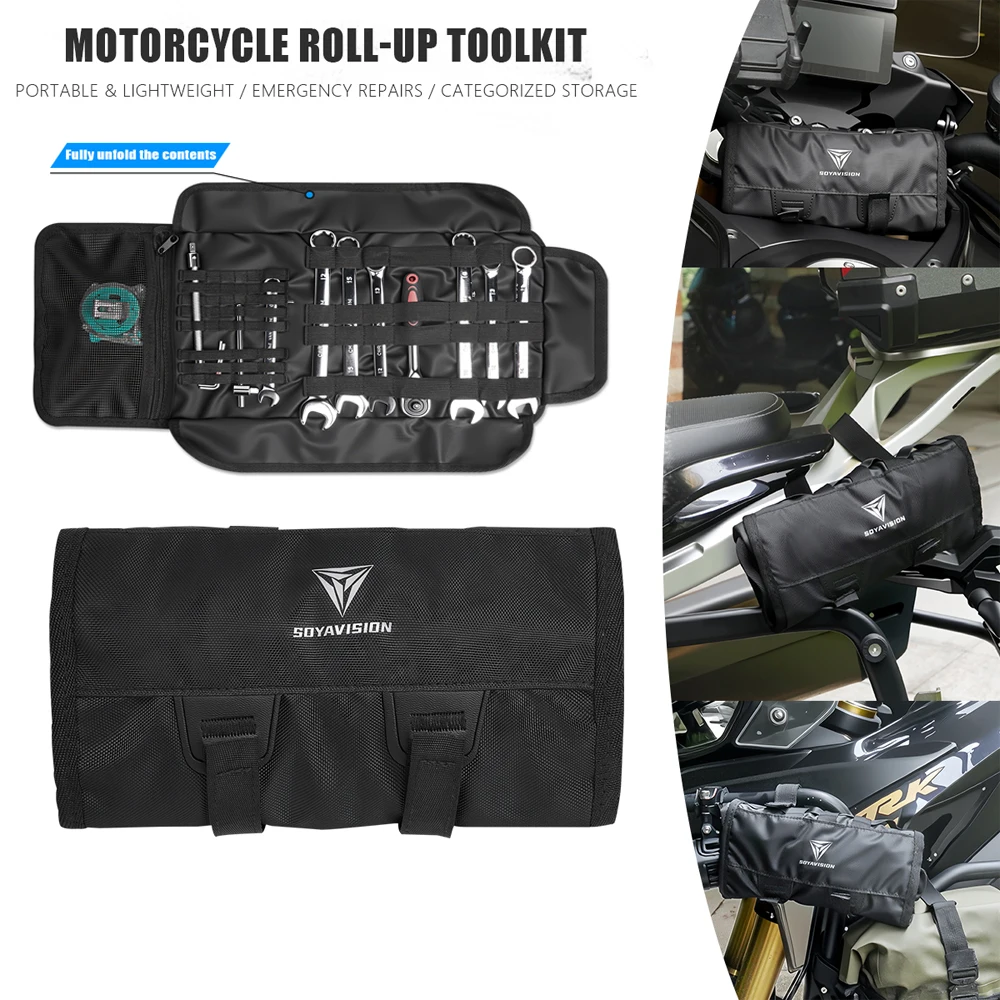 SOYAVISION Tool Bag Large Wrench Roll Up Portable Pouch Bag Folding Storage Kit Pockets Kit for Motorcycle/Motocross Riding