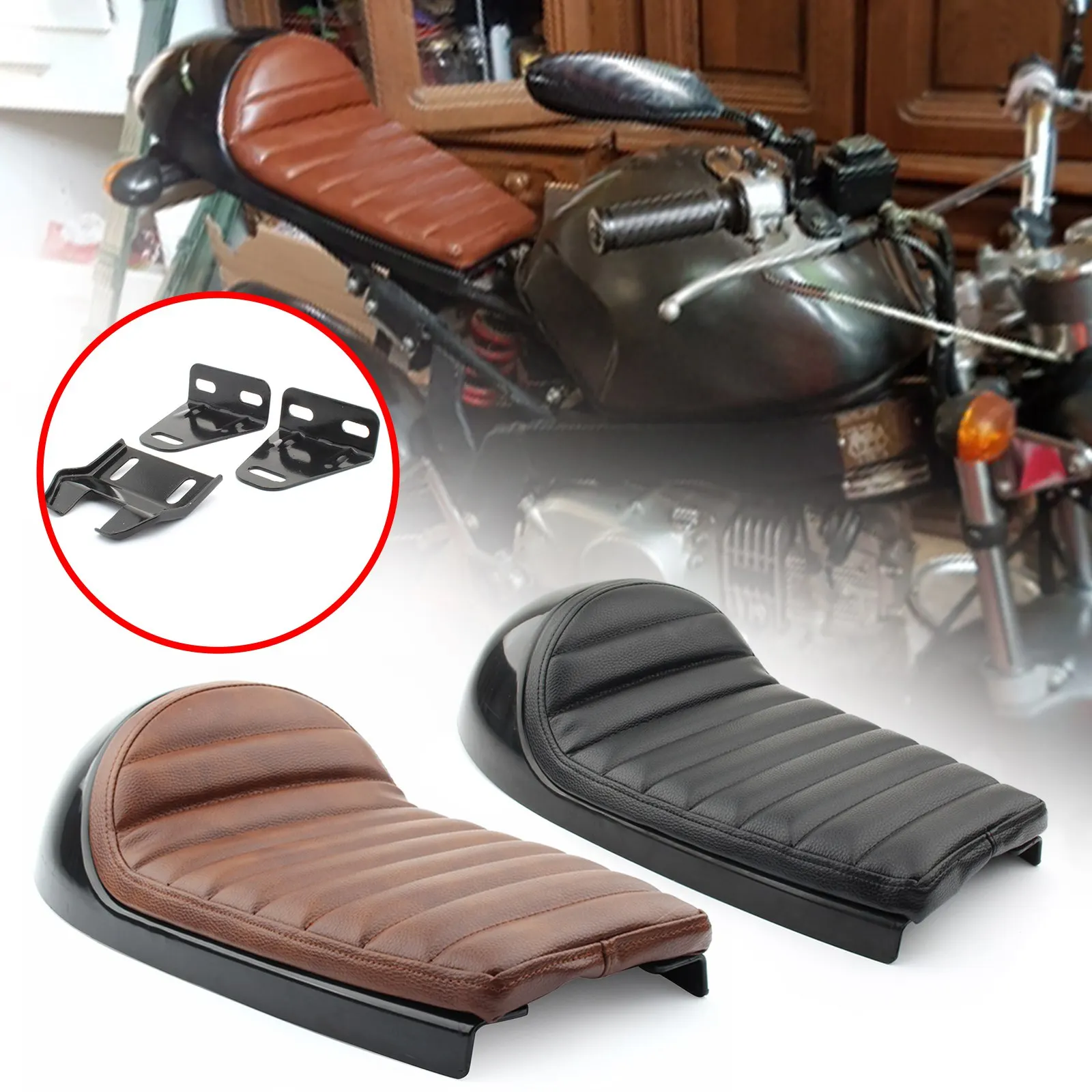 دراجة نارية ريترو مقهى المتسابق مقعد السائق ث/غطاء القلنسوة لهوندا تشويش إذاعي كروزر باجر عارية المروحية K100RS R تسعة T العالمي #3