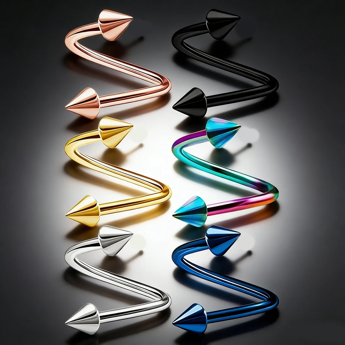 

2 шт. Серьги-кольца из хирургической стали, спиральные, для губ, носа, ушей (хеликс), 16G, украшения для пирсинга тела