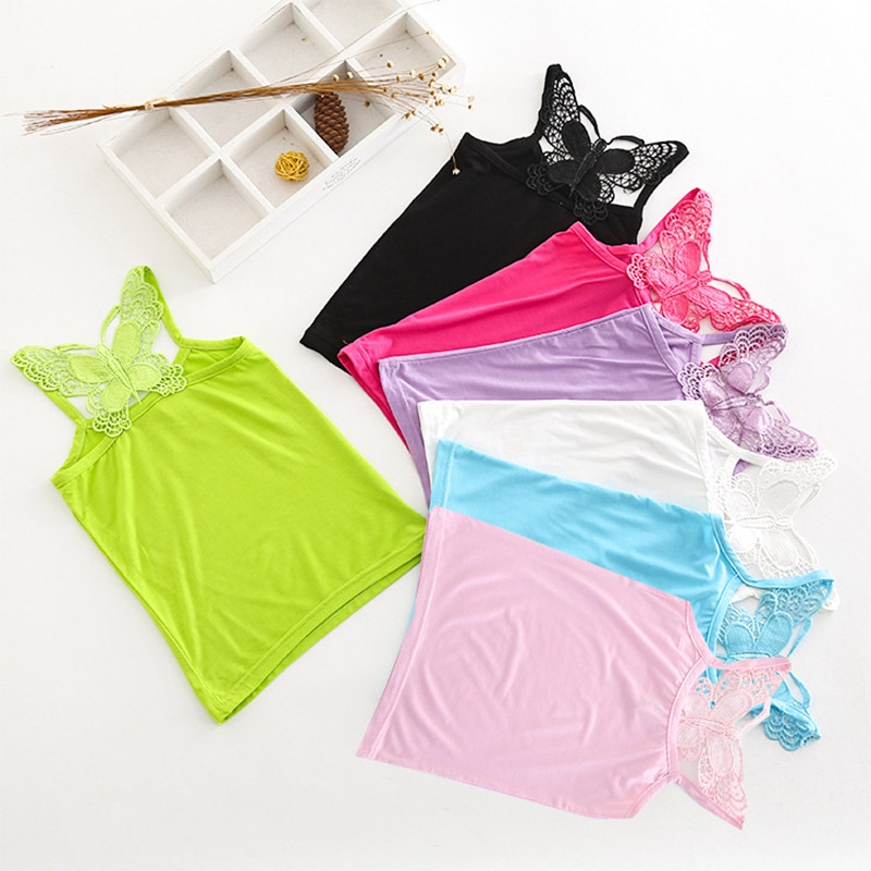  Summer Girls Camisole Modal Baby Mother Hollow Butterfly Vest Beauty Back Children Dancing Tops Kids T Shirts XXX GIRLS CLOTHING