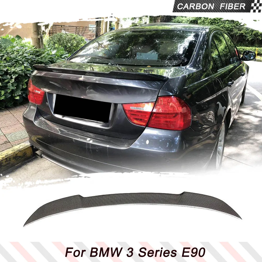 Car Trunk Spoiler fits BMW 3 Series E90 325I 328I 330I 335I M Sport M3 2005-2012 Carbon Fiber Rear Boot Highkick Spoiler Wing