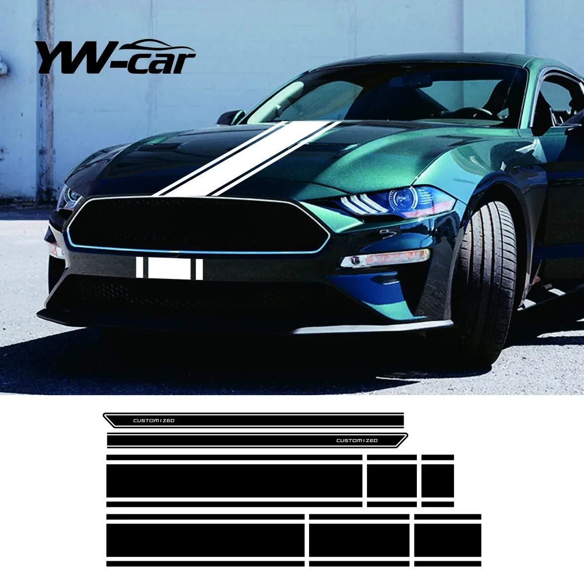 

Car Hood Roof Tail Door Side Stickers for Ford Mustang Shelby GT500 GT350 Body Customized Stripes Kits Decals Car Accessories