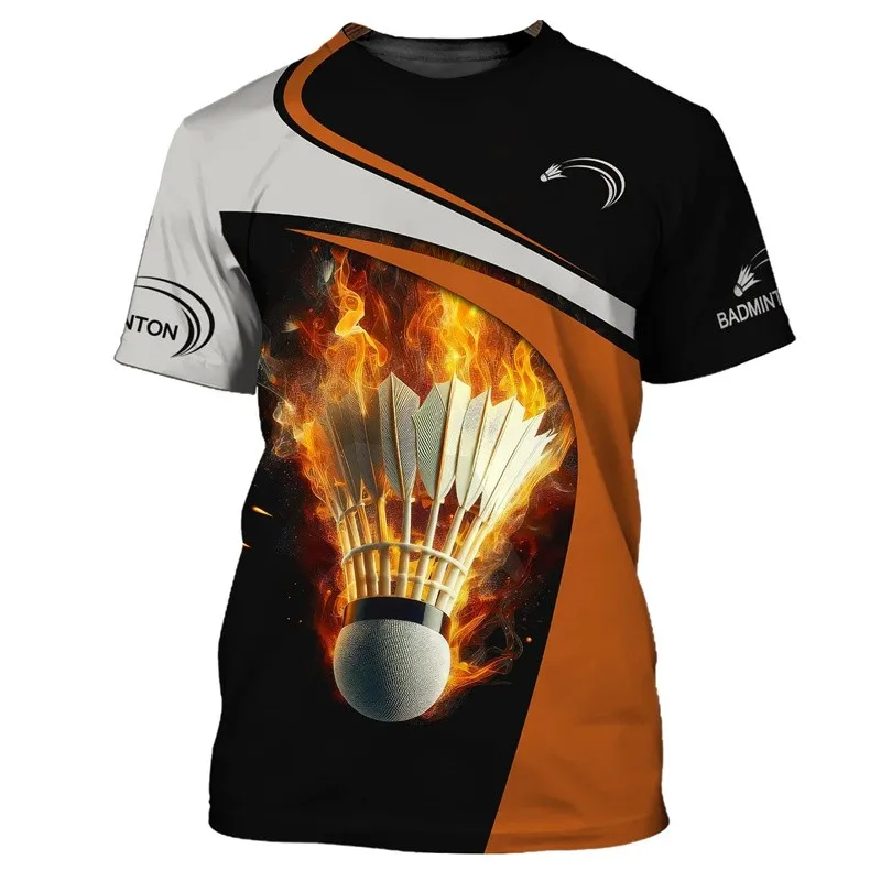 

Summer Vintage 3D Sports Badminton Printing T Shirt Fitness Lovers Graphic Short Sleeves Gym Fashion Streetwear T-shirts Clothes