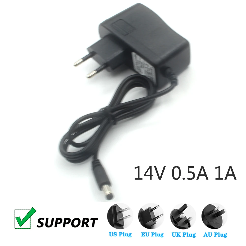 Adaptateur d'alimentation pour ordinateur portable, moniteur LCD 14V 0,5a 1A DC 5,5x2,1MM