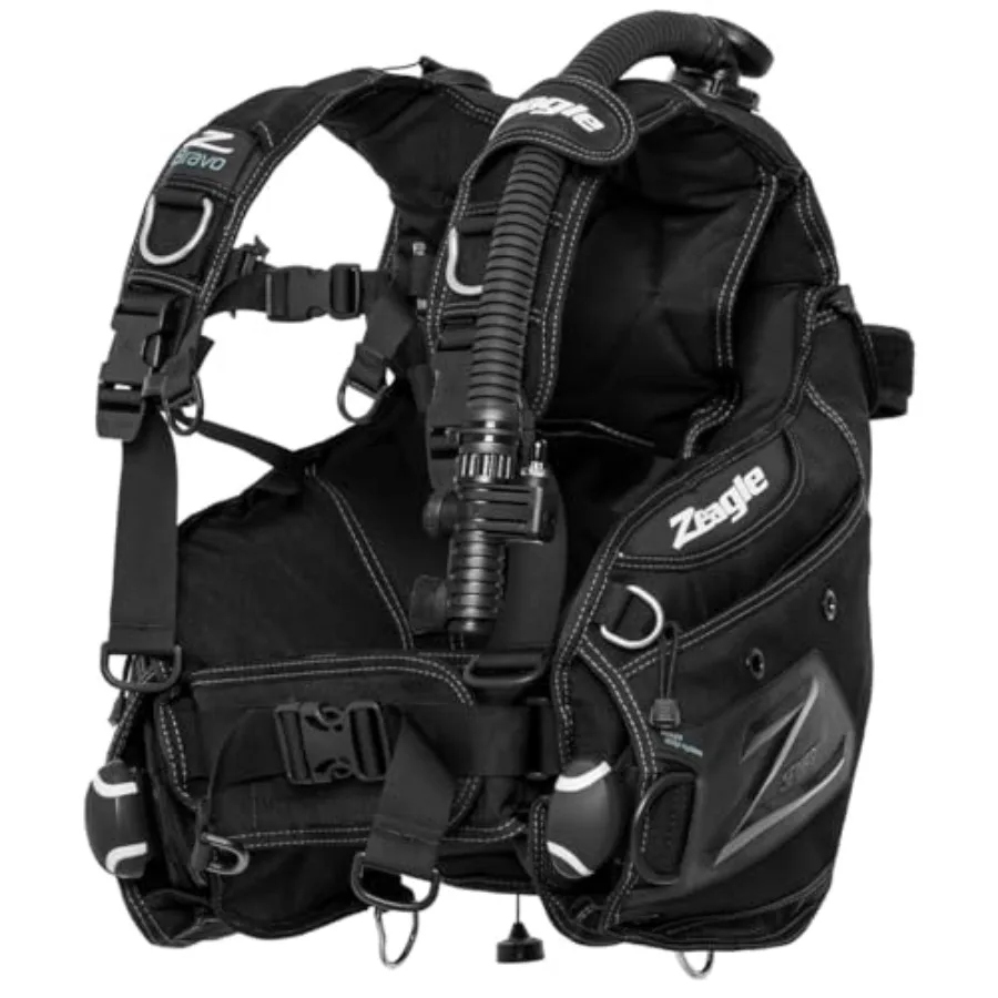 

Scuba Diving BCD for Men Durable Nylon Black Comfortable Fit Easy Load/Adjust Quick-Access Pockets