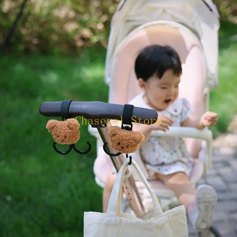E7CE 1 Pair Strollers Hook Lovely Shopping Cart Buckles for Store Essential Bag Baby Drooling Towel Pram Hanger Organiser