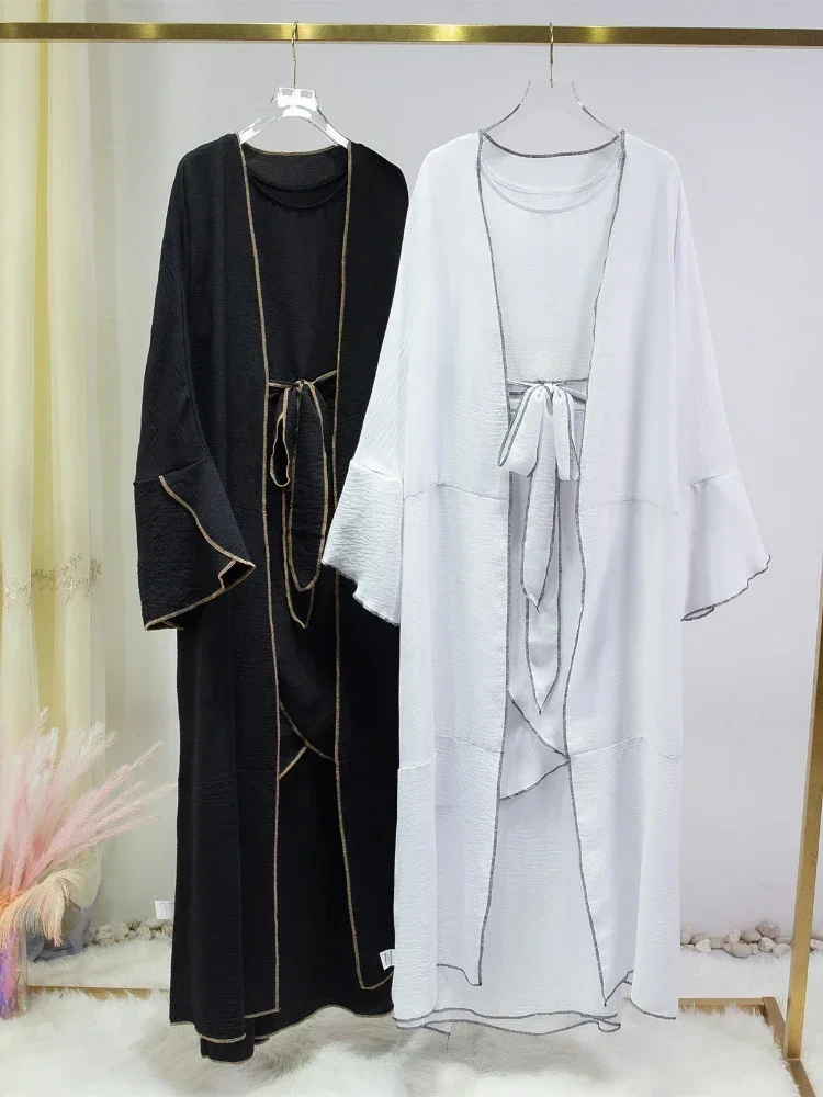 

Eid Muslim Abayas Women 3 Piece Set Party Abaya Dress Morocco Caftan Ramadan Musulman Lace-up Islam Dubai Arab Long Robe 2025