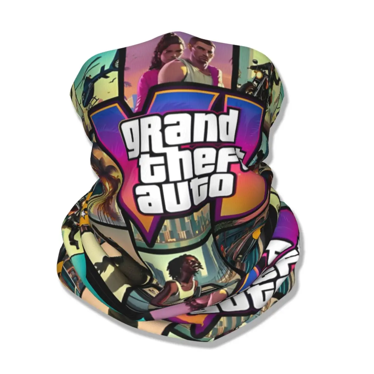 Lucias e Jasons capa de pescoço estampada para adulto, bandana para GTA 6, novo jogo, headwear quente, lenço de equitação respirável, lenço unissex