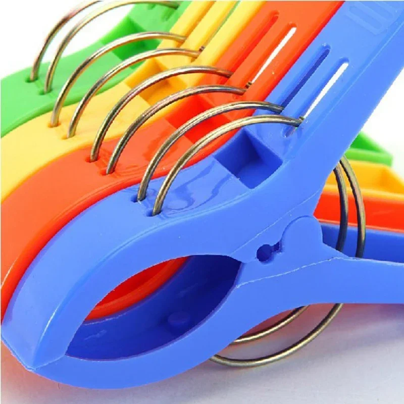 4/8pcs Large Bright Colour Clothes Clip Plastic Beach Towel Pegs Clothespin Clips To Sunbed Home Wardrobe Storage High Quality