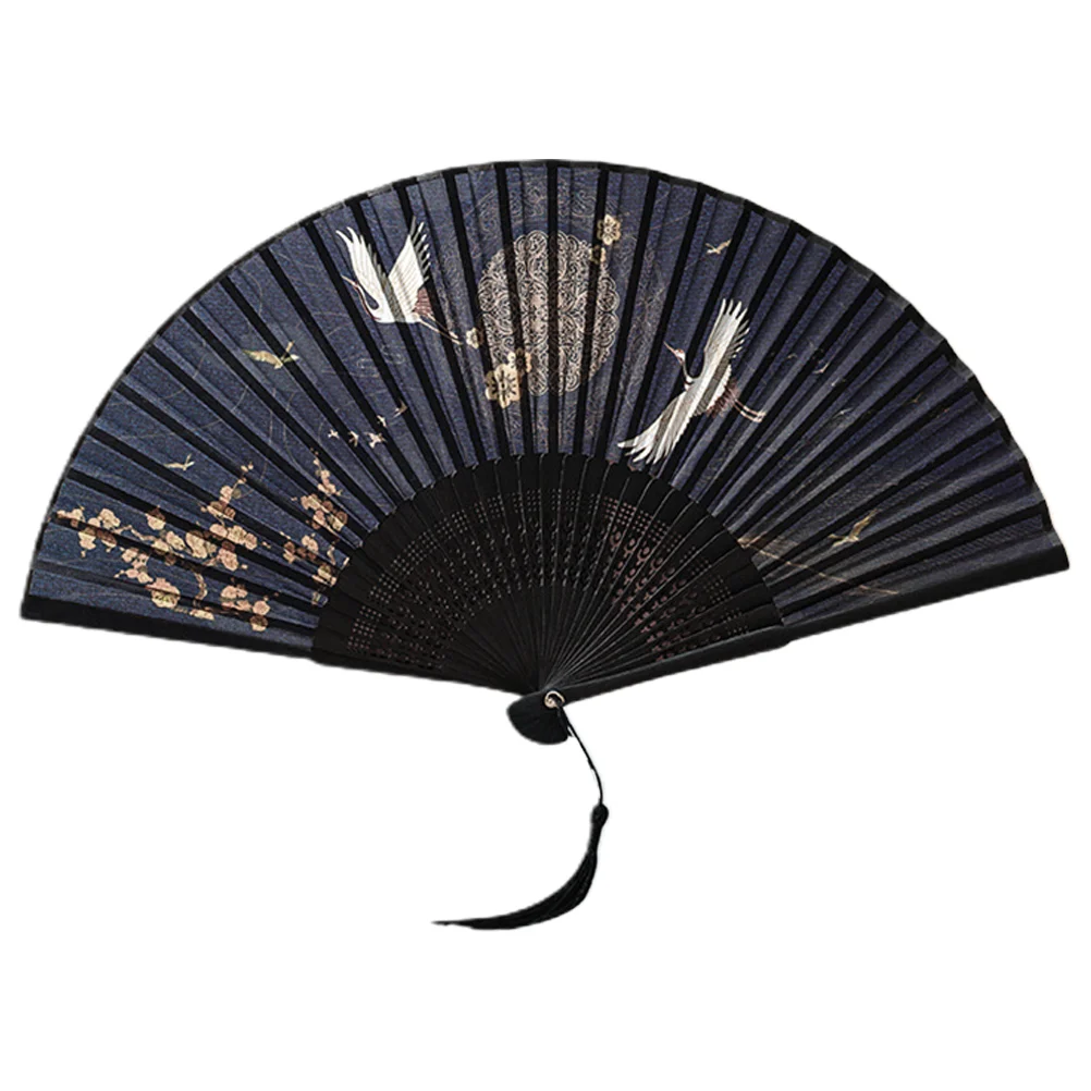 Peacock Folding Fan Chinese Style Retro Decor Fans Handheld Floding Silk Cloth Dance Party Prop