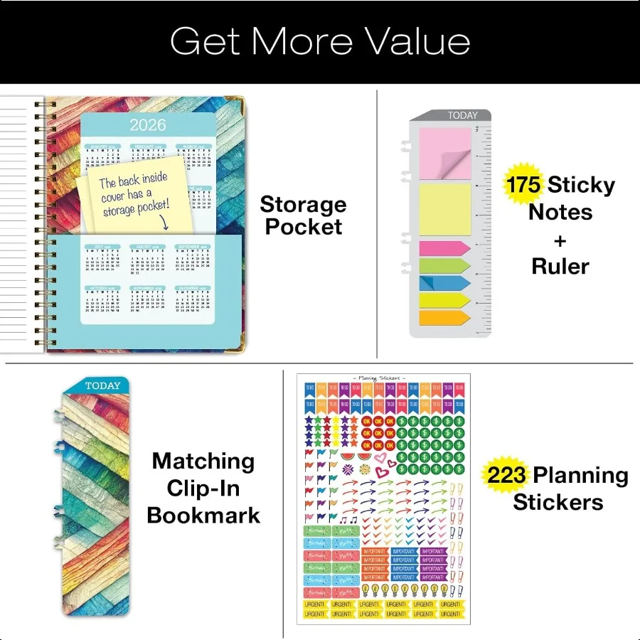 HARDCOVER Anno accademico 20252026: giugno 2025 a luglio 2026 8,5x11 Agenda annuale mensile settimanale giornaliera. Piega tascabile segnalibro