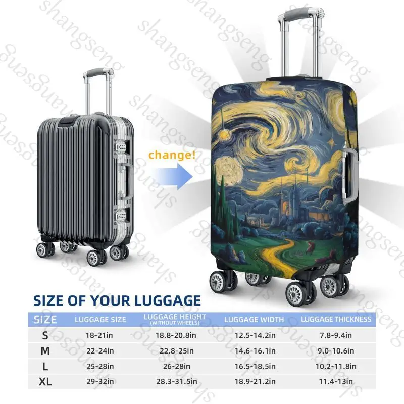 Oil Painting Van Gogh Art Print Thick Elastic Luggage Protective Cover Zipper Suit For Bag Suitcase Covers Trolley Cover Travel