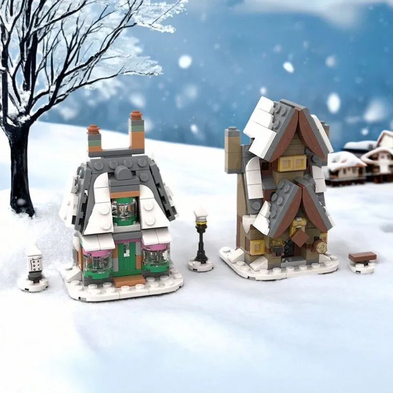 

MOC Magical Movie Architecture Winter Village Building Blocks Set Mini Snowhouse Model Kids Assembly Toy Christmas Gift Ornament