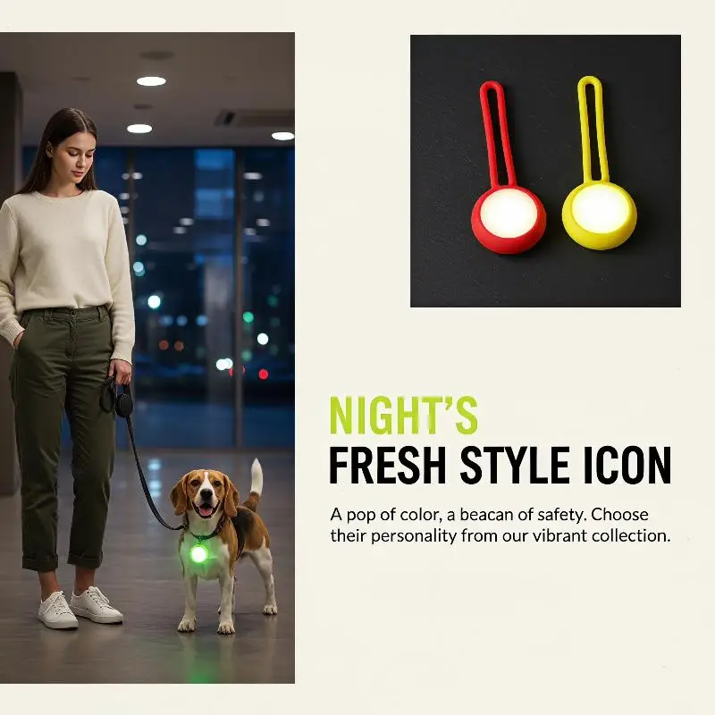 Silicone Pet Glowing Pendant Long Lasting Battery High Visibility For Night Dog Walking Prevent Pet Loss