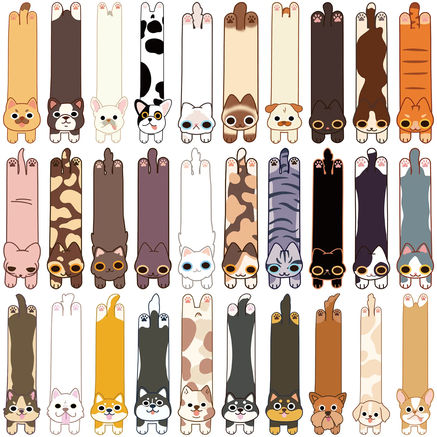 30Pcs Cartoon Cat and Dog Series Simple Handheld Art Creative Material Ins Reading Paper Bookmark DIY