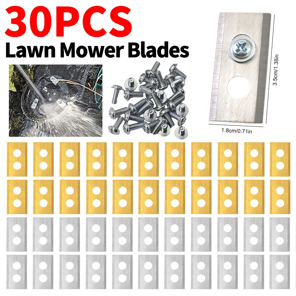 

30 шт. лезвия для газонокосилки с шайбами и винтами, металлические сменные лезвия толщиной 0,6 мм, лезвие для газонокосилки для робота Mammotion Luba