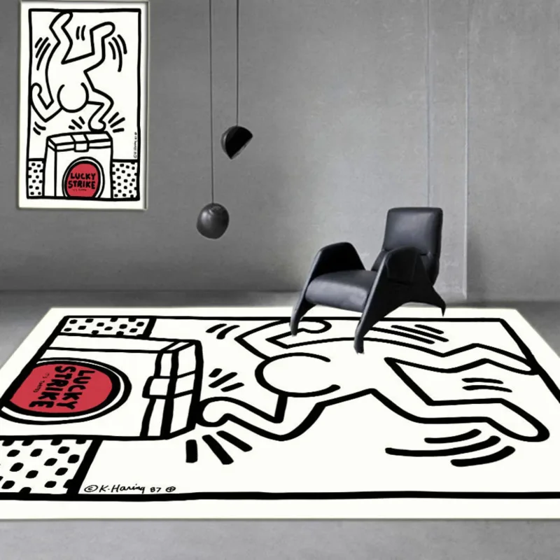 Imagem -06 - Keith Haring Tapete Bagunçado Puzzle Tapete de Área Luxo Sala de Estar Quarto Baía de Cabeceira Janela