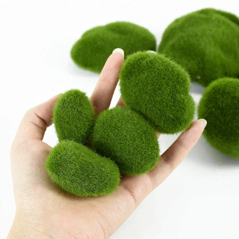 10Pcs Simulation Moss Stone Artificial Moss Rocks Ball Fake Green Plant for Home Garden Flower Pot Decoration Creative Crafts