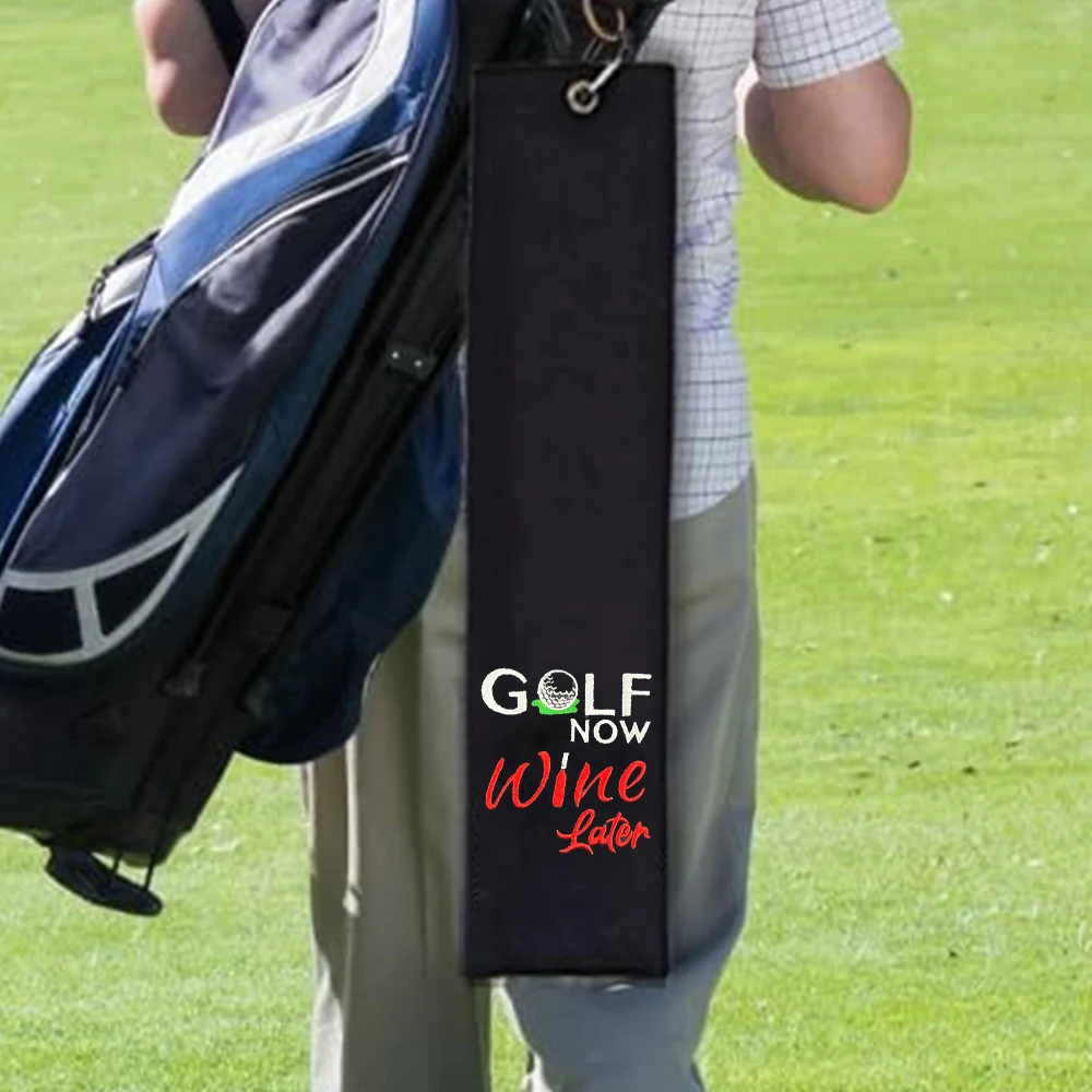 1PC Black Golf Towel, Funny Slogan Print, Absorbent Club Cleaning Towel, Golf Gift for Men and Women