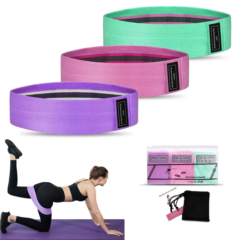 

Fabric Resistance Hip Bands Set with 3 Resistance Levels Anti-slip Squats Expander for Workout Booty Bands Yoga Pilate Fitness