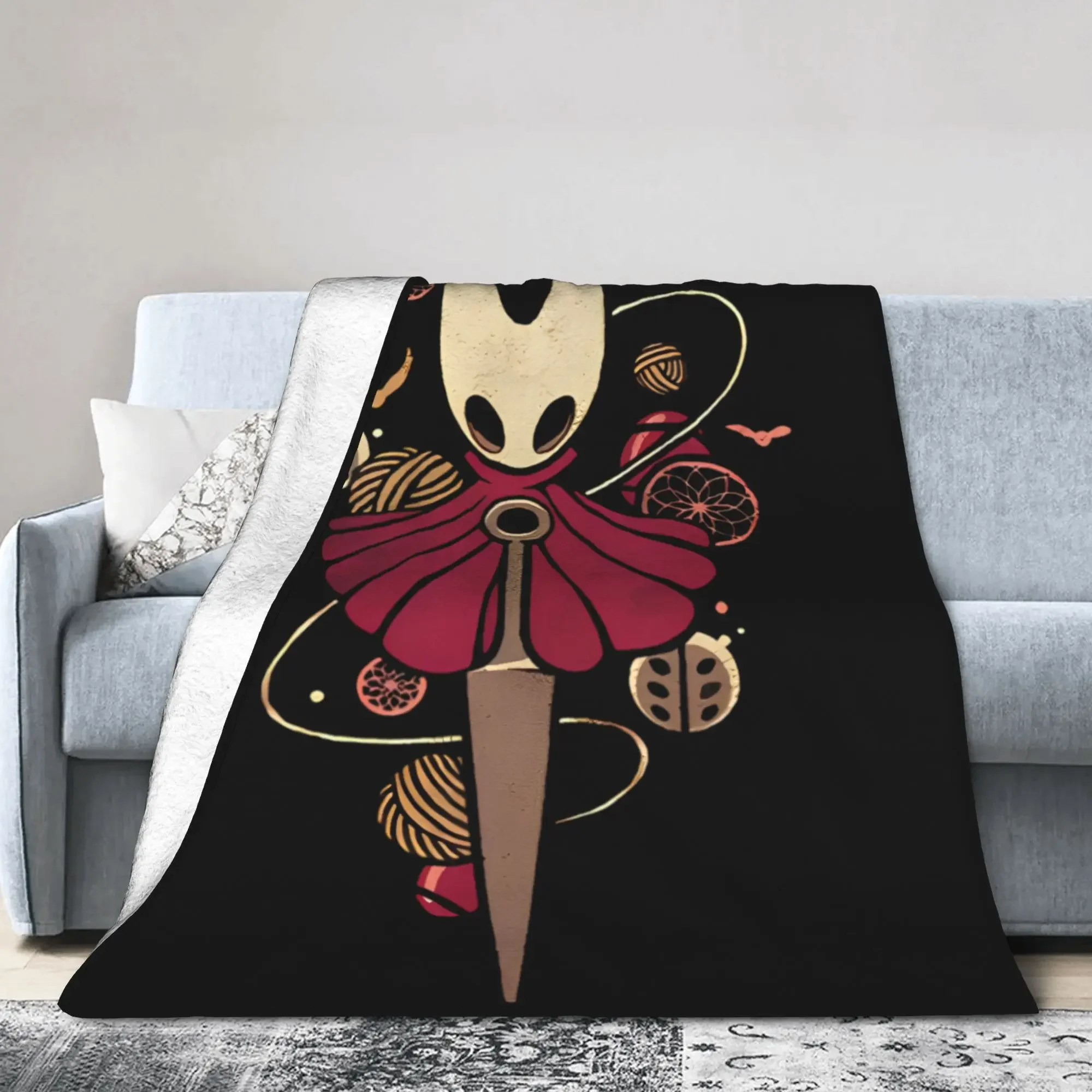 

Вязаное одеяло Hollow Knight Silksong Hornet, фланелевый плед с принтом, тонкое покрывало для кровати и дивана, дышащее, легкое