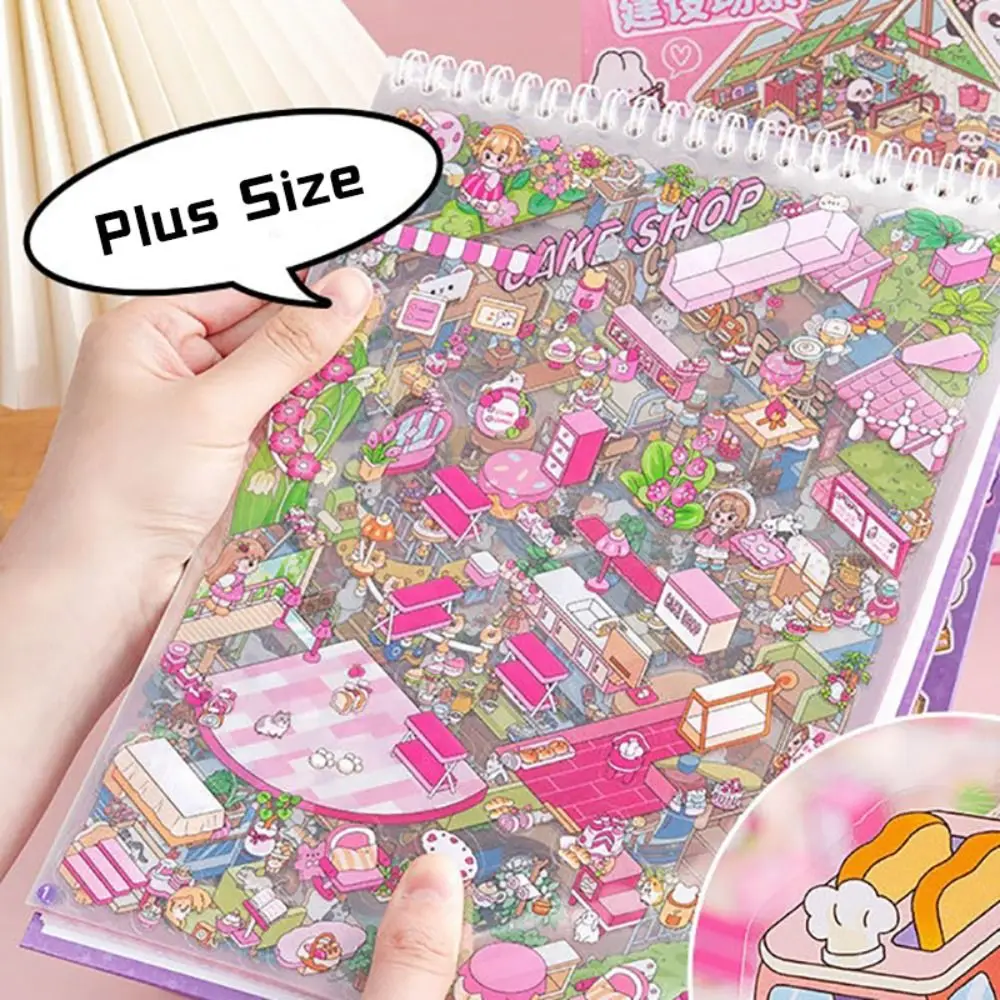 

6-in-1 Miniature Landscape Sticker Collection PET Plus Size DIY Cabin Scene Sticker Capybara Three-dimensional