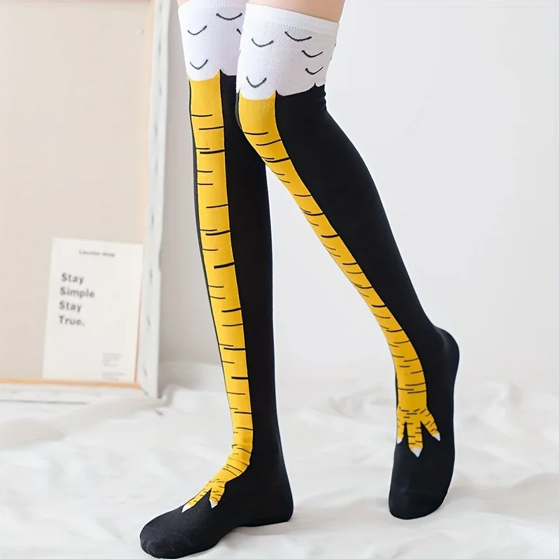 

1Pair Chicken Foot Calf Socks, Quirky Chicken Claw Socks for Women, Novelty Over-the-Knee Socks for Fitness Sports Costume