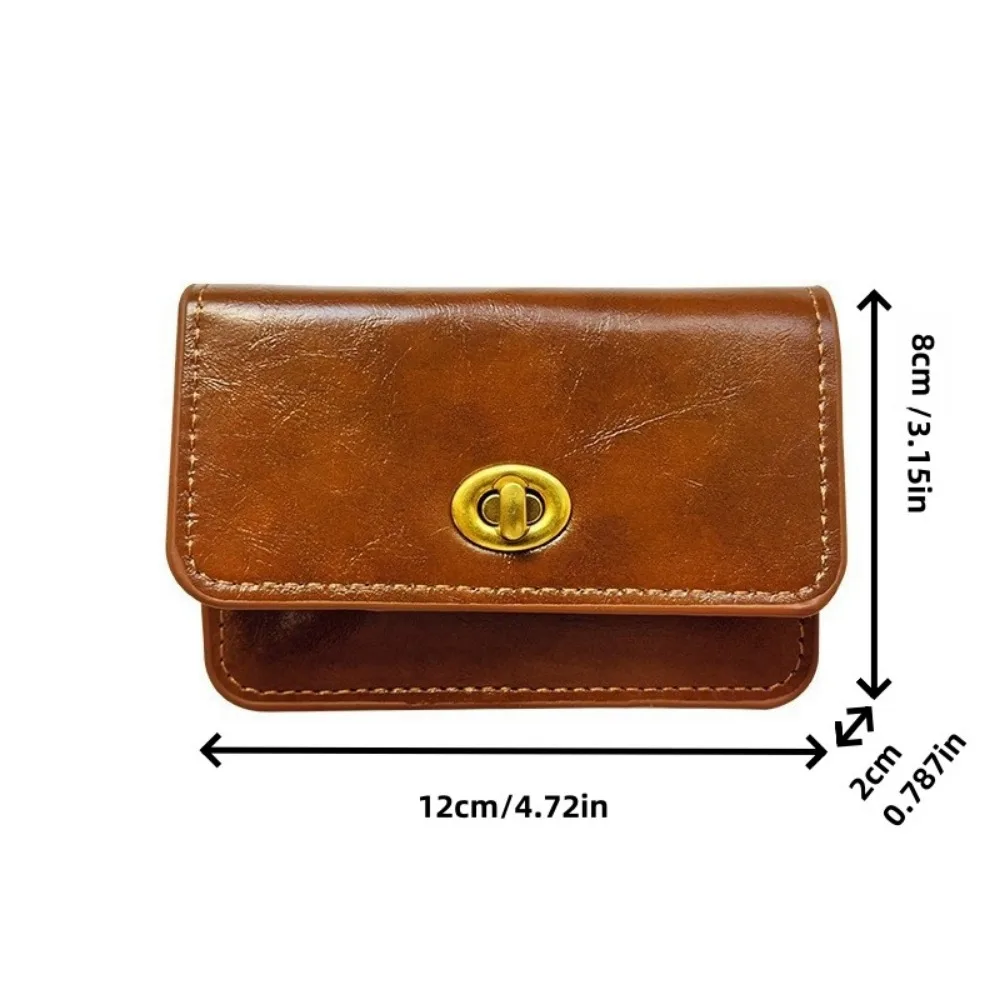 กระเป๋าใส่การ์ดสไตล์เกาหลีแบบใหม่ผู้หญิง, กระเป๋าใส่บัตรหลายชั้นล็อกย้อนยุคสีทึบเรียบง่ายกระเป๋าใส่บัตรผู้หญิง