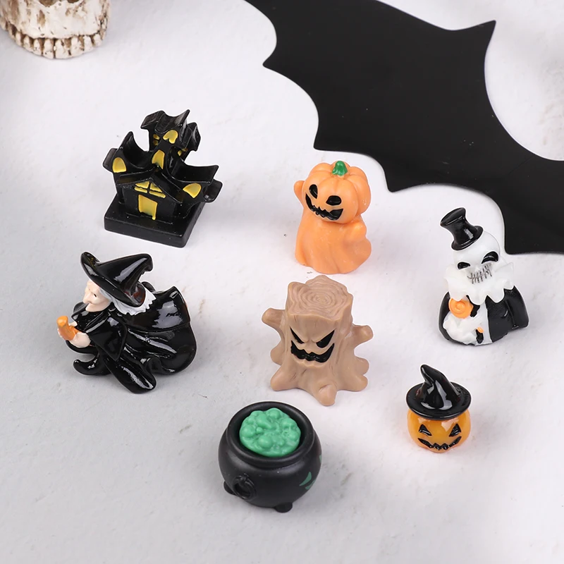 7Pc New Style 7Pc Cute Halloween Micro Landscape Miniature Figurines Resin Crafts DIY Mini Fairy Garden Desktop Ornaments